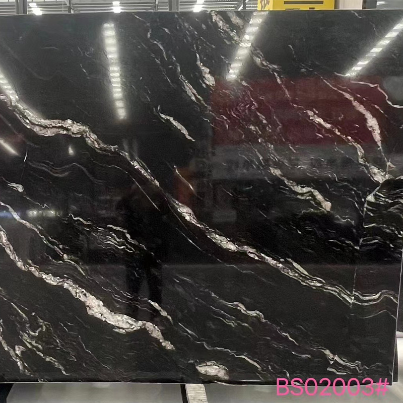 Cosmic black natural marble countertop, luxury stone irregular-shaped dining table top, custom-ordered villa step plate threshold stone Specification drawing