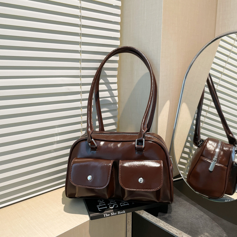 Cross-border retro underarm bag for women, 2025 new style, high-end and versatile, hand-held bowling single-shoulder pillow bag full figure