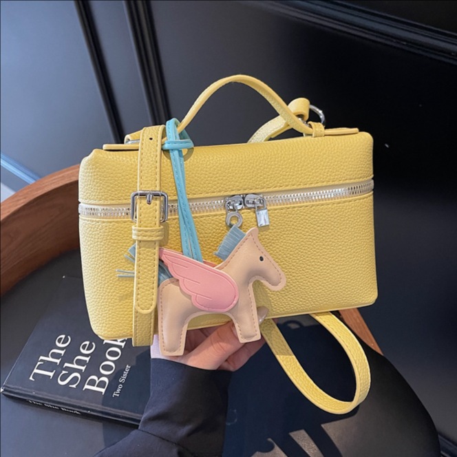 Cross-border women's bag with lychee pattern, 2025 new trendy and fashionable single-shoulder bag, stylish crossbody bag, versatile small square bag full figure