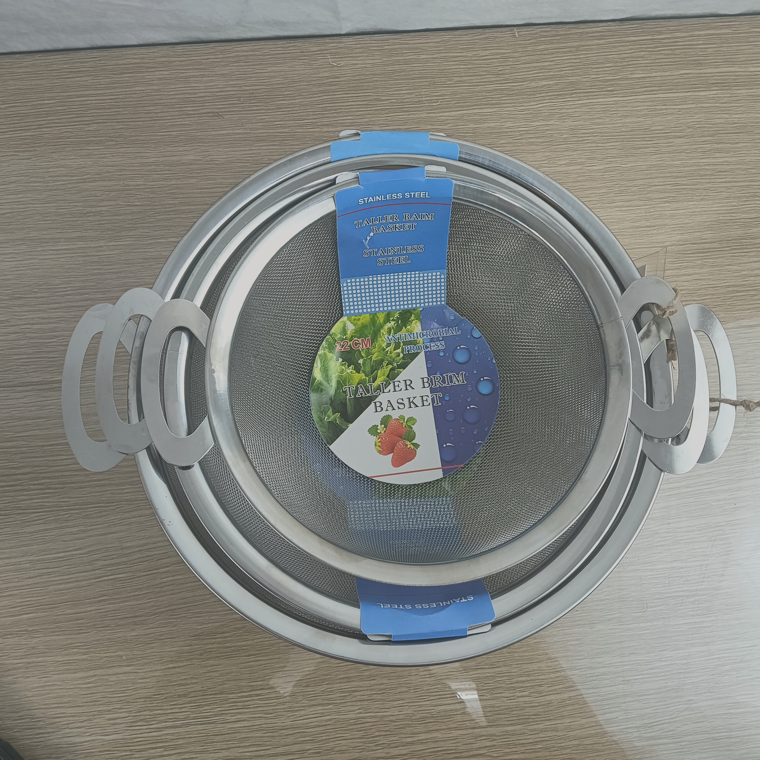 DF88054 High-edge fruit and vegetable basket, modern and simple draining basket for home use, net basket, leak-through basin, rice washing machine, home fruit plate, DF TRADINGHOUSE details Picture