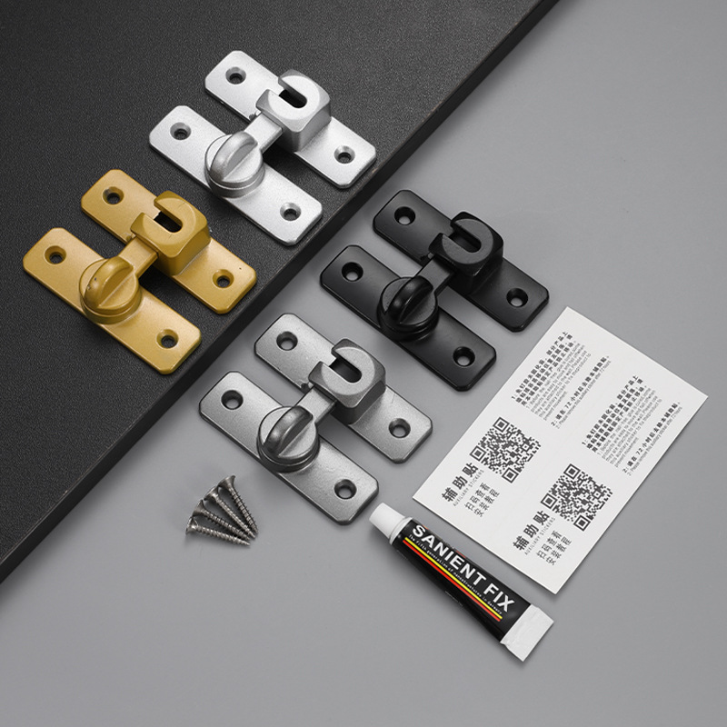 Solid aluminum alloy buckles without drilling, multi-angle household door lock buckles, anti-theft buckles, door bolts, latch clips Application Scenario