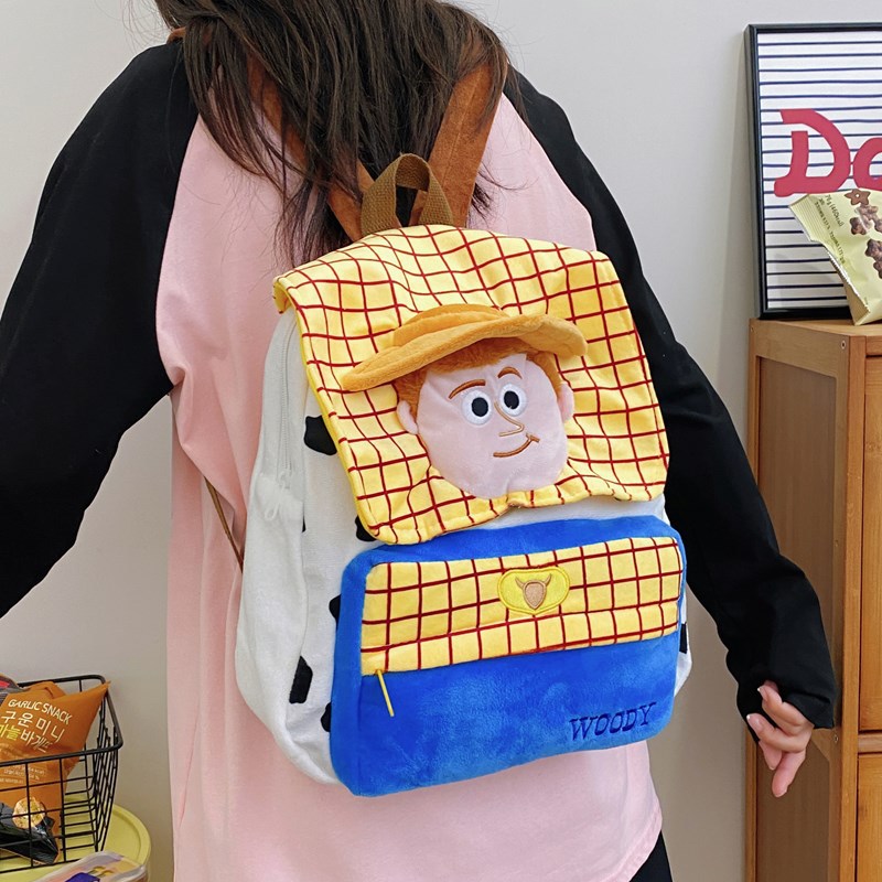 New Buzz Lightyear denim checkered backpack, ins Japanese backpack, large-capacity plush backpack, cartoon wholesale Application Scenario