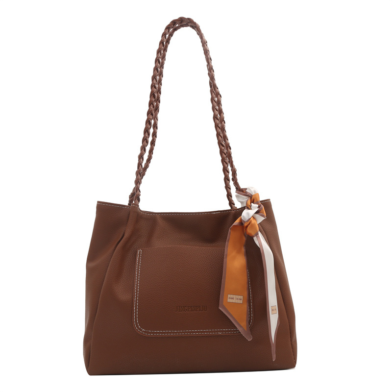 Silk scarf handbag 2024 early Spring new style, versatile for commuting, retro single-shoulder underarm bag, Korean-style tote bag, trendy Item Picture