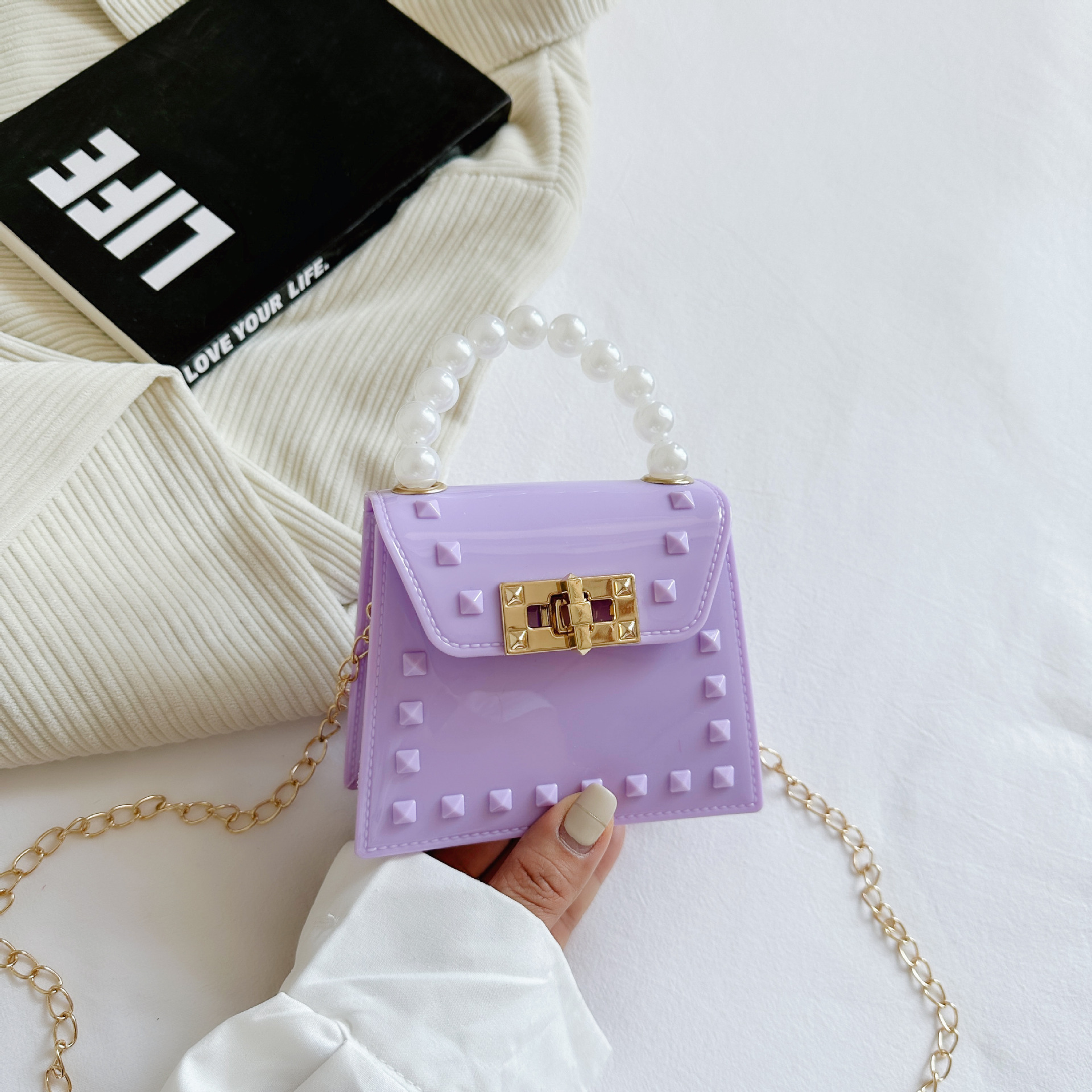 New summer 2025 single-shoulder bag, handbag, chain bag, crossbody bag, women's bag, punk style Specification drawing