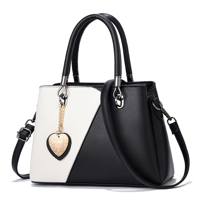 The 2022 new style of women's bags: simple and casual. Mom's bag, elegant lady's handbag. Korean-style color-blocking single-shoulder crossbody bag. Trendy Item Picture