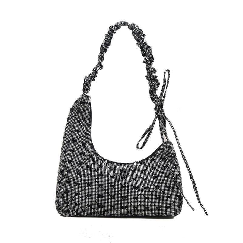 The checkered large bag is a new summer fashion bow underarm bag for women in 2025. It's a versatile large-capacity single-shoulder bag on Instagram Item Picture