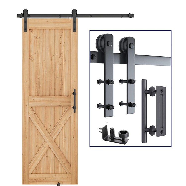 Amazon cross-border American barn door hanging rail complete set of hardware accessories, complete set of household sliding door track sliding rail Item Picture