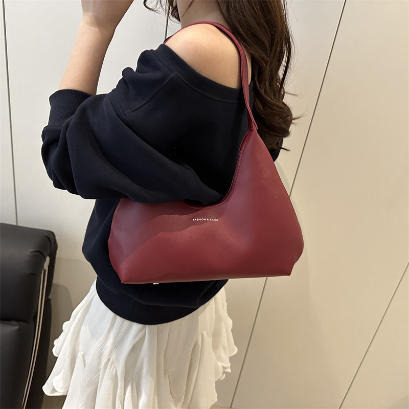 Cross-border women's bags 2025 New style, trendy, simple and retro, women's hand-held single-shoulder bag, underarm bag, stylish dumpling bag details Picture