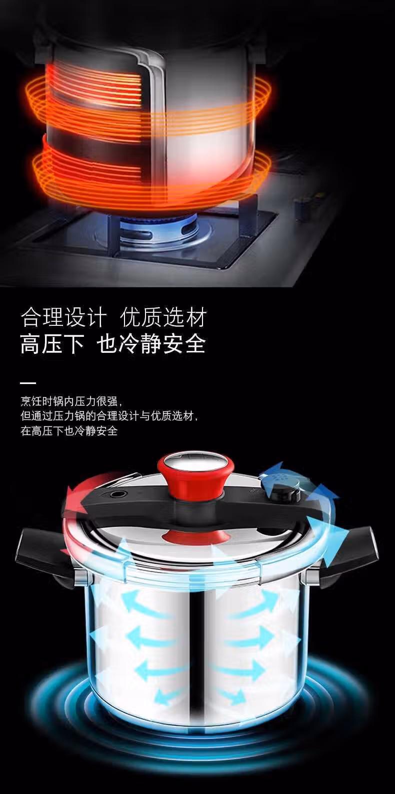 批发包邮！YOUNGFOOD品质厨具米技Miji 晶钻系列压力锅MH-PC7L-CN详情6