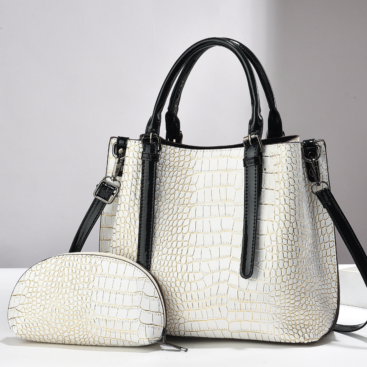 Cross-border versatile and elegant single-shoulder bag, trendy crossbody bag, new large-capacity mother-and-child bag, stone pattern fashionable handbag details Picture