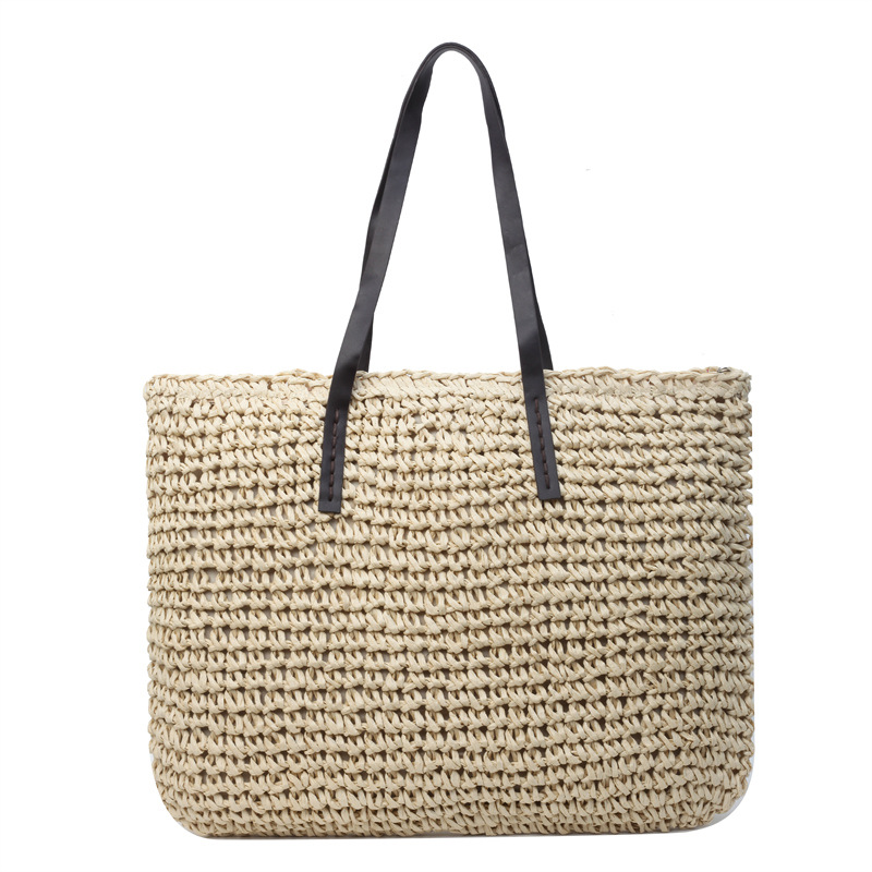 The new summer version of the straw woven bag 2025 is a trendy and fashionable single-shoulder large bag with a seaside vacation feel and a large capacity woven tote bag Item Picture