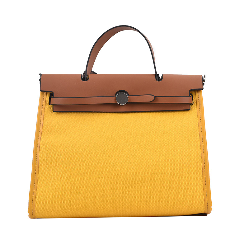 Cross-border European and American fashion tote bag, new canvas women's bag, retro briefcase, handbag, single-shoulder crossbody bag Item Picture