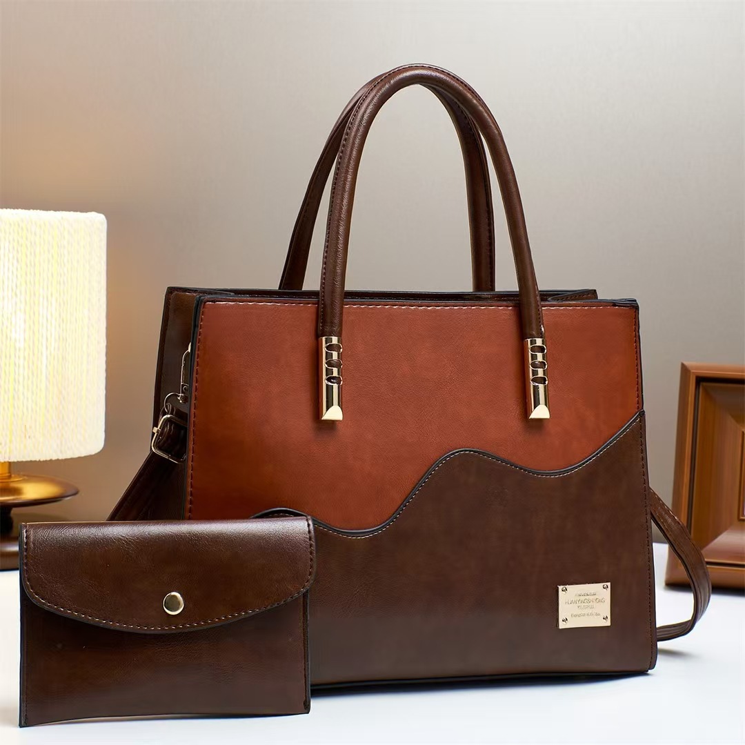 Tote Bag Women's 2025 Spring/Summer New commuter handbag, color-block, high-end, large-capacity ladies' bag full figure