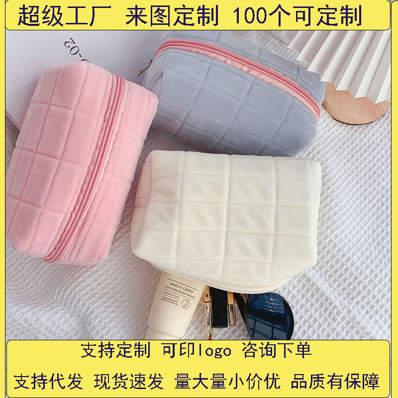 Pillow pen case, canvas cute student storage bag, soft multi-functional makeup bag, large-capacity stationery box full figure