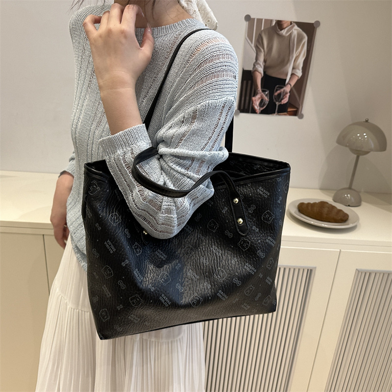 Fashionable large-capacity women's bag 2025 new style, stylish, casual and trendy hand-held large bag, printed single-shoulder tote large bag Specification drawing