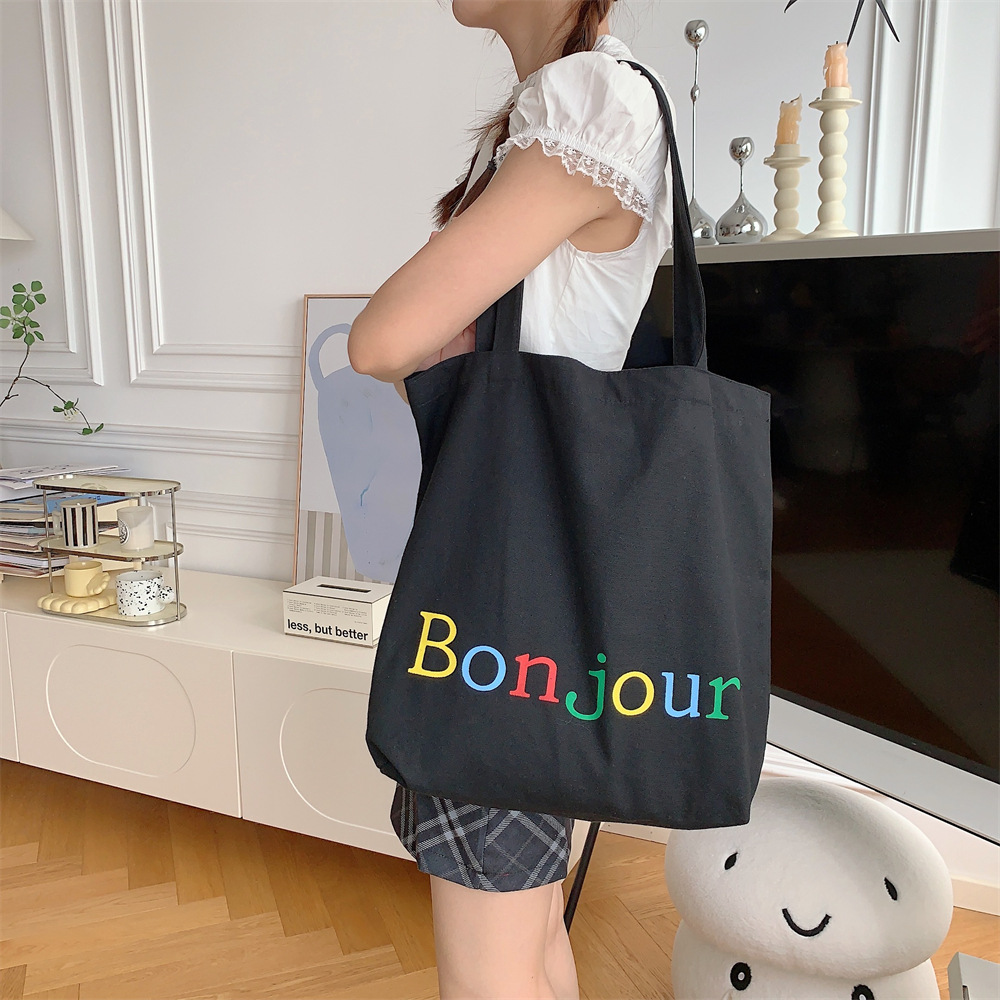 36181 canvas bag Summer letter-printed tote bag ins student book large capacity artistic canvas women's bag Item Picture