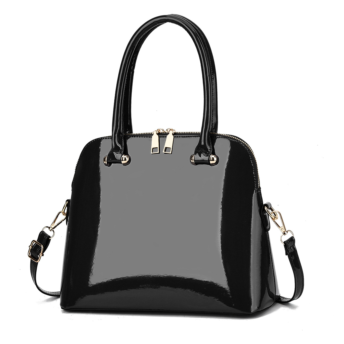2025 New trendy ladies' handbag, fashionable shiny leather women's bag, hand-held bag, single-shoulder crossbody bag, versatile shiny leather bag full figure