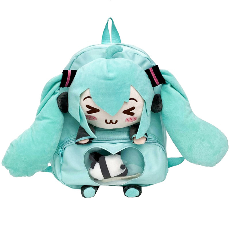 New cartoon Hatsune Miku cute pain bag, Mimi eye plush bag doll, large-capacity backpack, birthday gift Item Picture