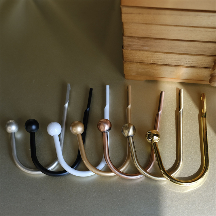 【 Yonghao Hardware 】 Cross-border supply factory direct sales of aluminum alloy one-piece small curved hook round ball curtain hooks full figure