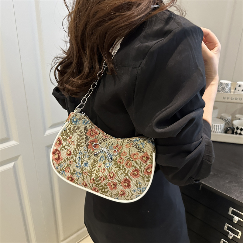 Casual and simple crossbody bag 2025 Summer new printed trendy fabric women's bag, unique and stylish Instagram single-shoulder bag Specification drawing