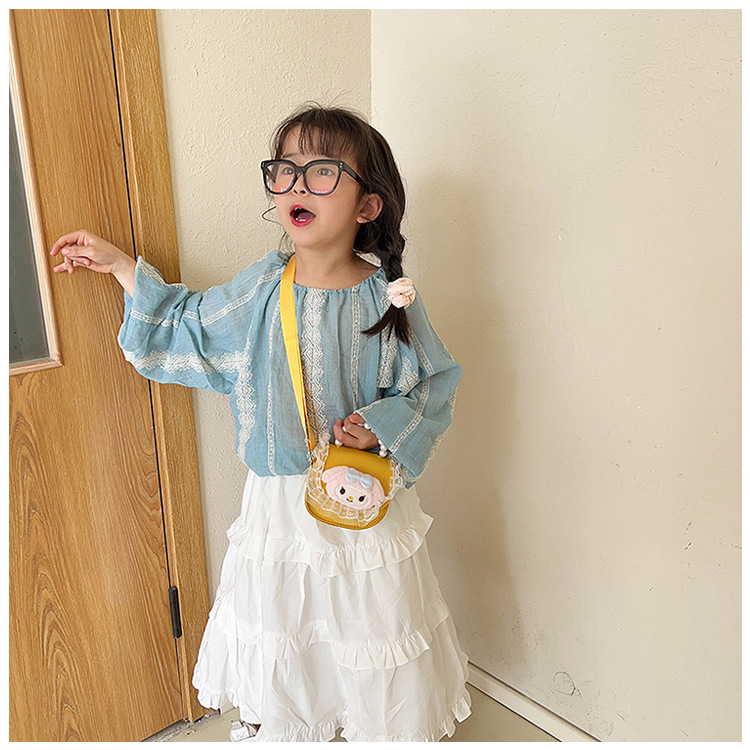 Wholesale cartoon pearl hand-held children's bags, new Melody Princess single-shoulder crossbody webbing bag, parent-child coin purse Specification drawing