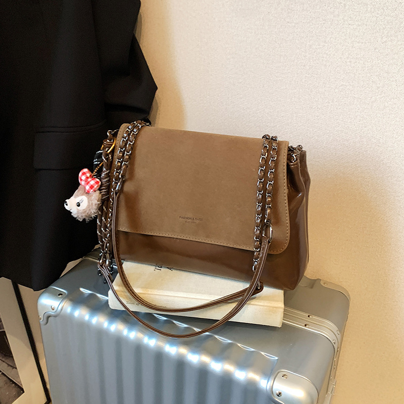 Korean InS-style simple and versatile solid color crossbody bag, Japanese chic large-capacity single-shoulder bag for women, student messenger bag Specification drawing