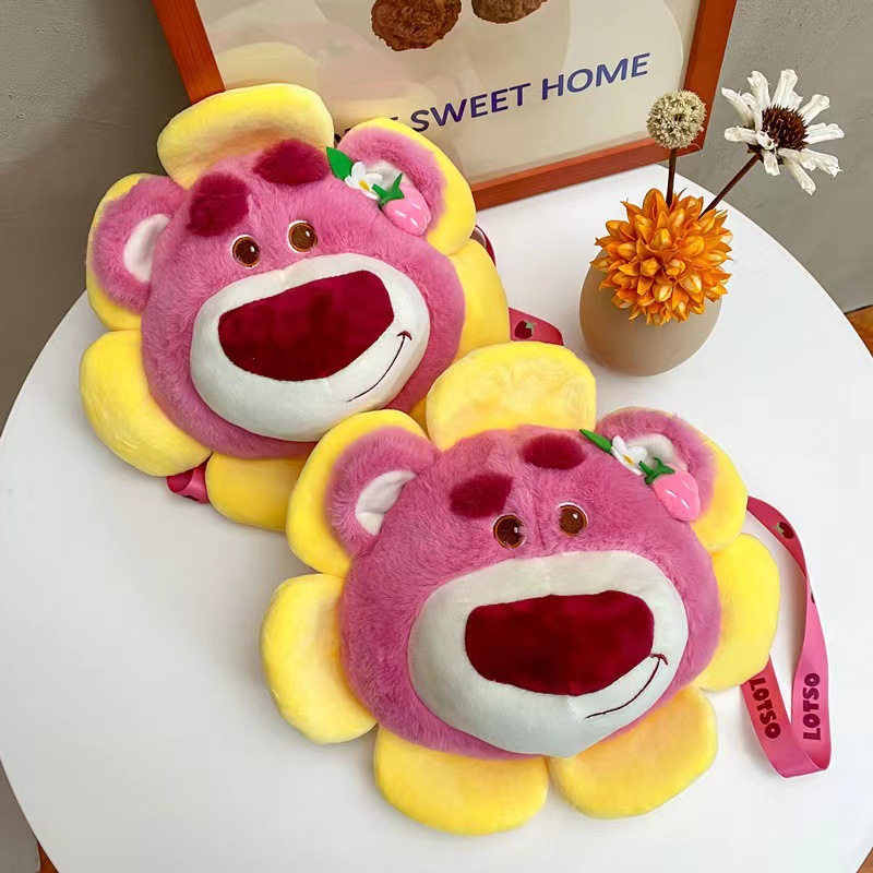 Strawberry Bear doll bag, claw machine doll, plush coin purse, shoulder bag, cartoon backpack, crossbody bag manufacturer wholesale full figure