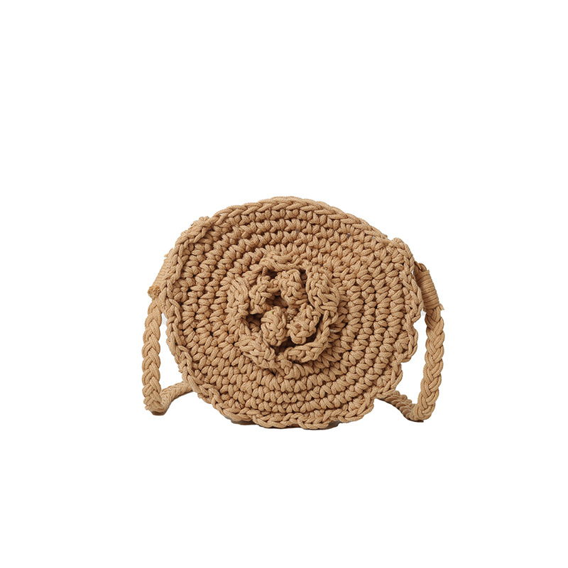 New exquisite crocheted small round bag, candy-colored crossbody phone bag, cute hand-woven bag, versatile single-shoulder bag for women Item Picture
