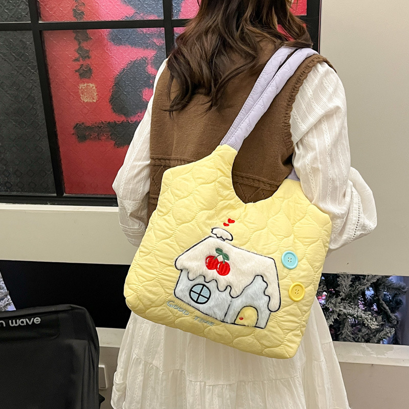 Korean cute cartoon Apple Tote bag 2025 new style trendy and fashionable large-capacity versatile hand-held armpit bag full figure