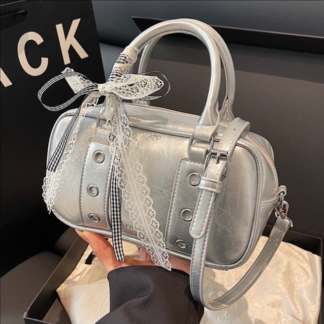 2025 New cross-border handbag, women's casual and simple soft leather bowling bag, high-end single-shoulder crossbody bag full figure