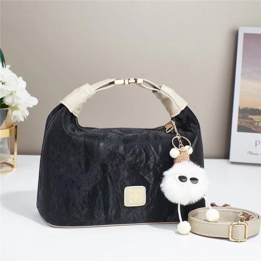 Candy-colored women's bag 2024 new style plush pendant handbag, fresh and sweet dopamine high-end single-shoulder crossbody bag full figure