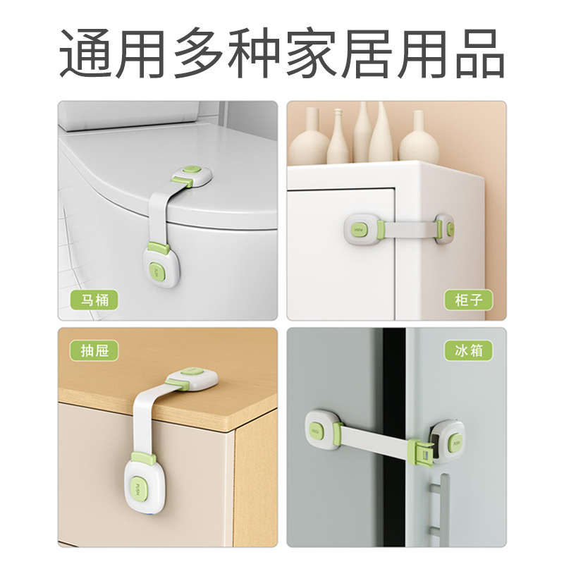 Lock buckle, white door bolt, fixed door locking tool, simple plastic door buckle, adhesive type, no need for drilling, snap and latch Application Scenario
