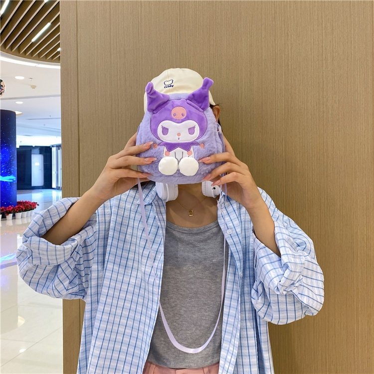 Wholesale cartoon fashion Sanrio plush bags, Japanese-style cute small square bags, children's claw machine dolls, loose change storage bags details Picture