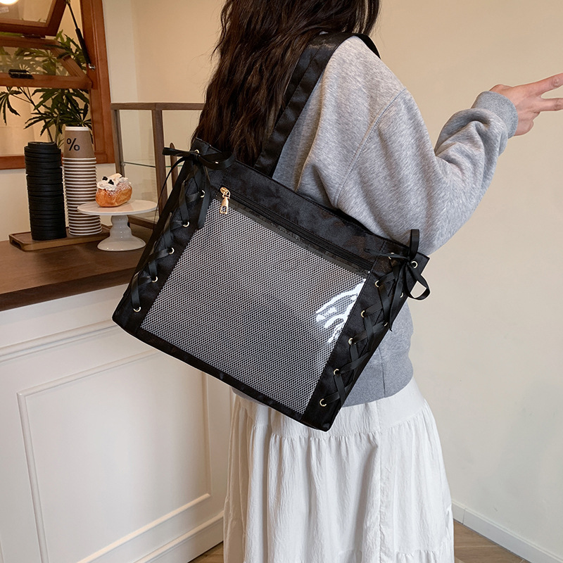 New cross-border tote bag, cute and sweet strap bag, Korean version transparent large-capacity handbag for women Specification drawing