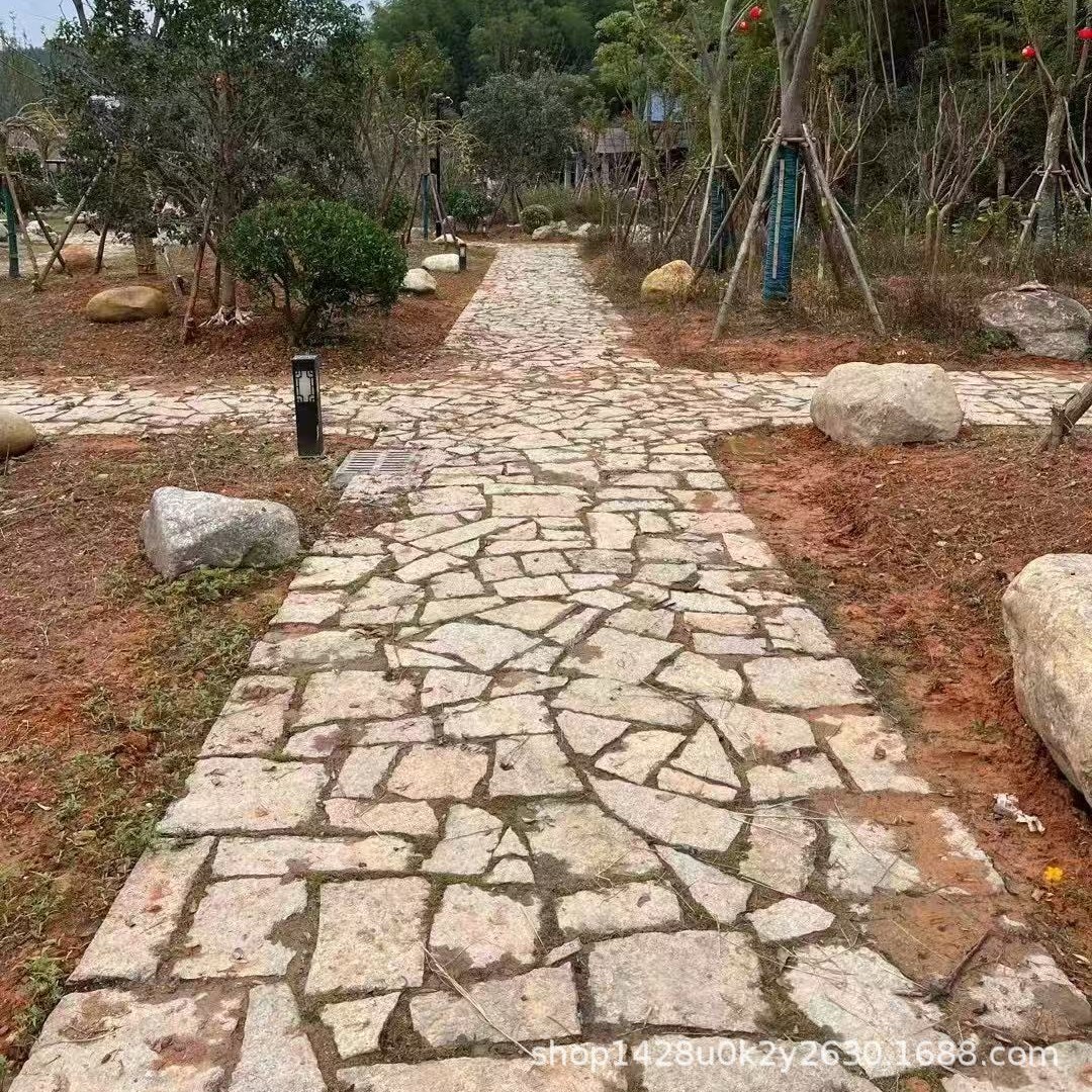 Wholesale of natural crushed stone spliced old stone slabs for courtyards, old steps, rough stone strips, antique surfaces, and old stone slabs for grinding discs Specification drawing