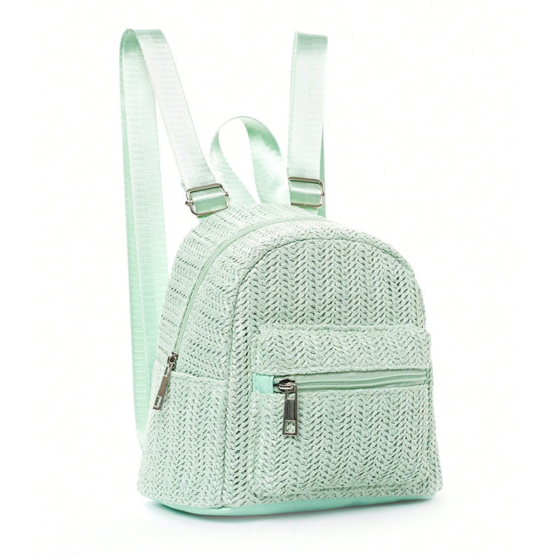 New ethnic style backpack for children, double-zipper casual and personalized backpack made of straw Specification drawing