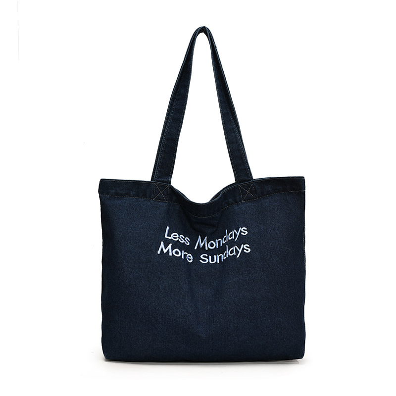 Retro American canvas bag, ins style, large-capacity student commuter bag, single-shoulder tote bag for women Item Picture