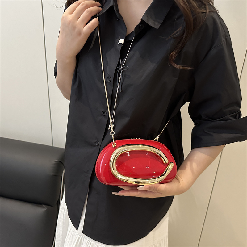Personalized metal small bag 2025 Spring New style, fashionable and simple design, stylish ladies' wrist single-shoulder box bag details Picture