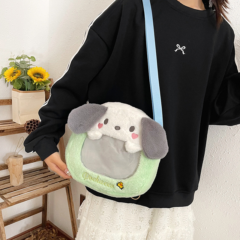 A cute and girlish cartoon Sanrio crossbody visual backpack with large capacity for class and birthday gifts Specification drawing