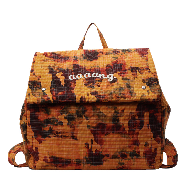 2025 New trendy water-dyed fabric camouflage large-capacity backpack for women, lightweight and portable letter travel backpack Item Picture