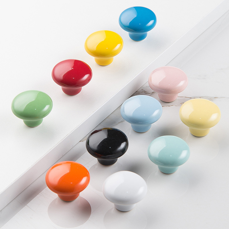 In stock, ceramic handles, round drawer handles, hooks, modern and simple cabinet door handles, children's cartoon stickers full figure