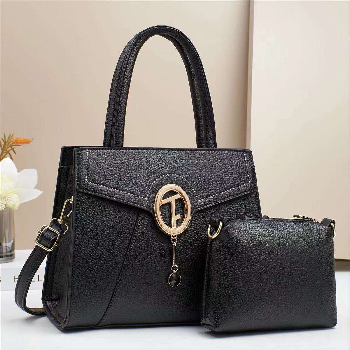 Two-piece set of fashionable brand's elegant mom bag, large-capacity simple women's handbag, best-selling single-shoulder crossbody bag, trendy full figure
