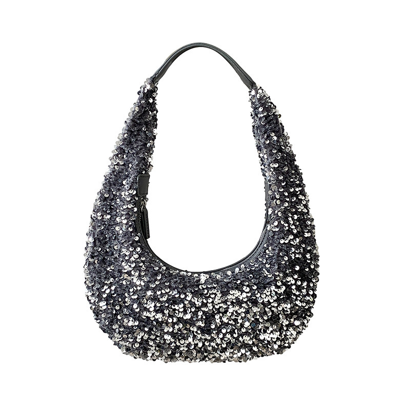 A new U-shaped sequined underarm bag with a niche and high-end feel for the evening, a fashionable and trendy single-shoulder hand-carry crescent moon bag for women Item Picture