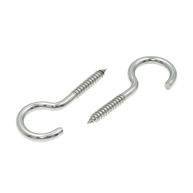 Stainless steel sheep eye ring screw light hook, open question mark hook, ring with lifting ring hook, self-tapping sheep horn screw sheep eye hook Item Picture