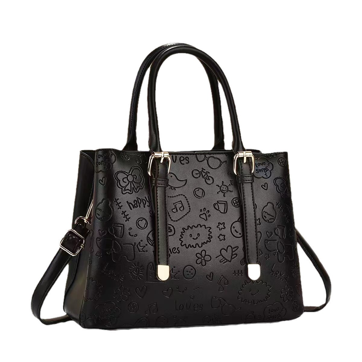 The manufacturer's export bag for women, 2024 new embossed graffiti handbag, Korean-style texture, single-shoulder crossbody bag, fashionable for women Item Picture