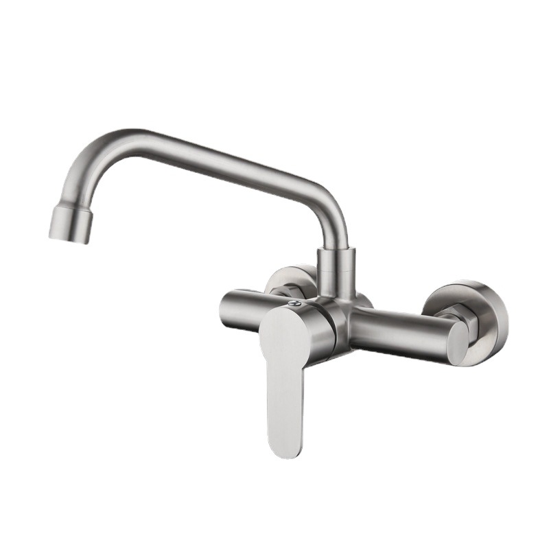 304 stainless steel wall-mounted kitchen faucet, mop sink, vegetable washing basin, balcony laundry sink, rotating hot and cold water faucet Item Picture