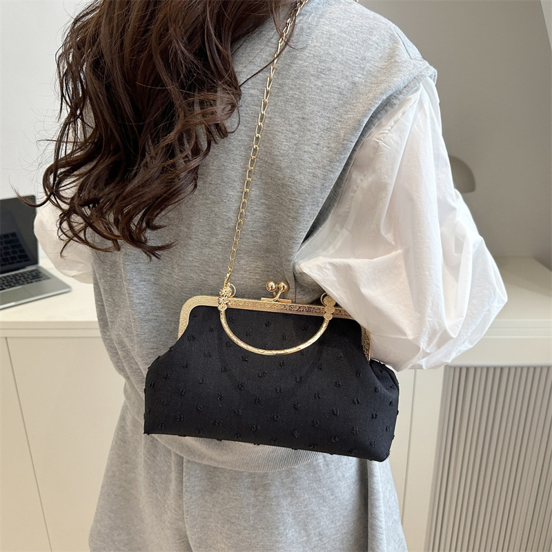 A new summer fashion women's crossbody shell handbag for 2025, featuring a simple lock buckle and stylish chain shoulder bag details Picture