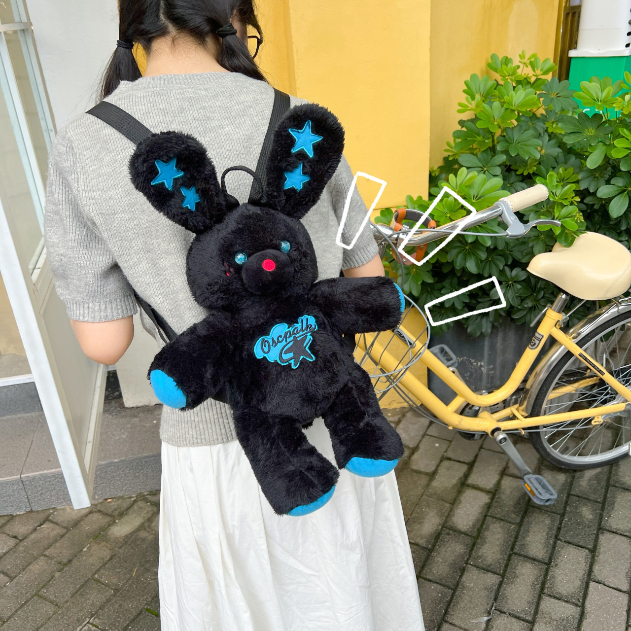 New fashionable college student casual backpack, cute little rabbit single and double shoulder bag, high-quality plush storage bag Application Scenario