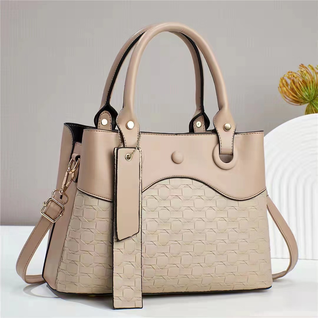 New women's bag, cross-border fashion, large-capacity mom bag, versatile handbag, simple shoulder bag, stylish checkered style Specification drawing