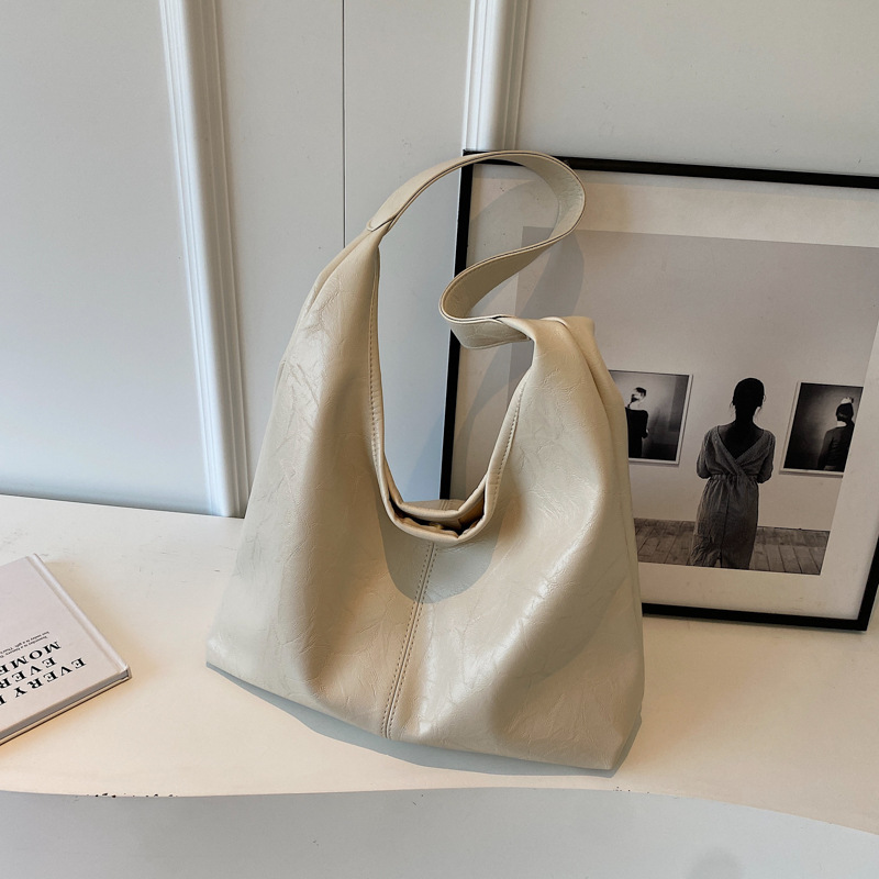 Soft surface, simple and large-capacity underarm bag for women, 2024 new style single-shoulder bag, fashionable and stylish, retro bucket bag for commuting Specification drawing